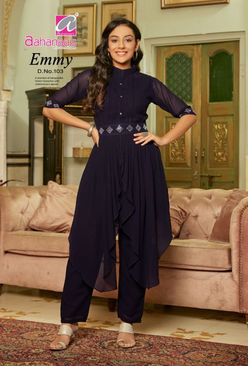 Aahanaa Emmy Stylish Fancy Wear Wholesale Party Wear Kurtis Catalog
